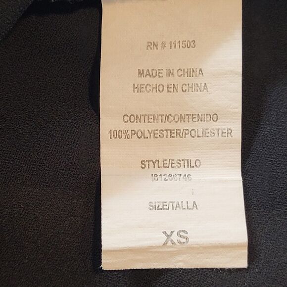 Lily Star X-Small Black Sheer Blouse Short Sleeve V-Neck High Low Hem - Picture 12 of 13